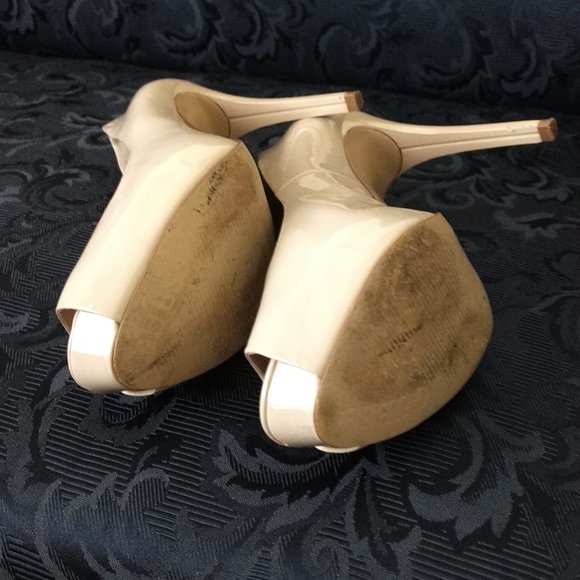 Guess Classic Nude Beige Pumps Peep Toe Platform Stiletto - Picture 5 of 7